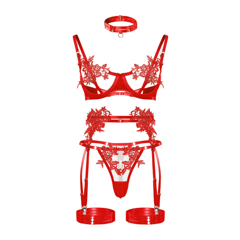 Sensual Lace Open Bra and Panties Set - Luxury See-Through Lingerie
