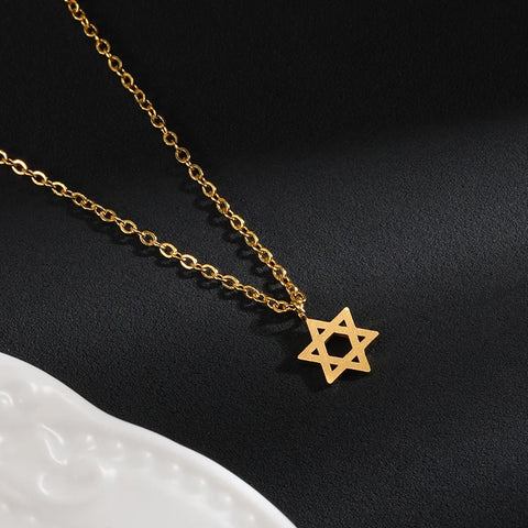 Pentagram Necklaces with Stainless Steel Chain - Star Of David Choker for Women