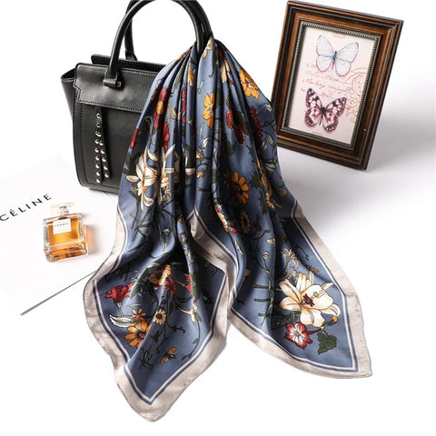 Luxury Floral Silk Scarves for Women