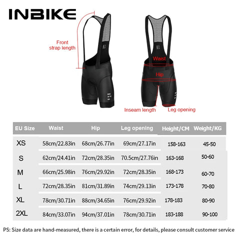 INBIKE Men's MTB Cycling Bib Shorts - Professional Bicycle Shorts for Road & Mountain Biking