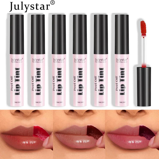 Julystar Peel Off Liquid Lipstick - 6 Color Waterproof Lasting Matte Pink Lip Gloss
