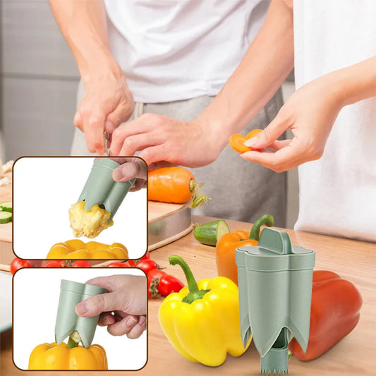 2-in-1 Fruit Pepper Corer - Draagbare keukengereedschap voor het verwijderen van zaadjes 