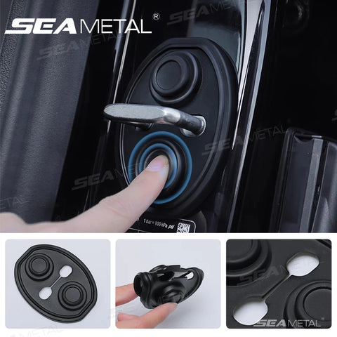 SEAMETAL 4pcs Silicone Car Door Lock Buckle Mute Cushion