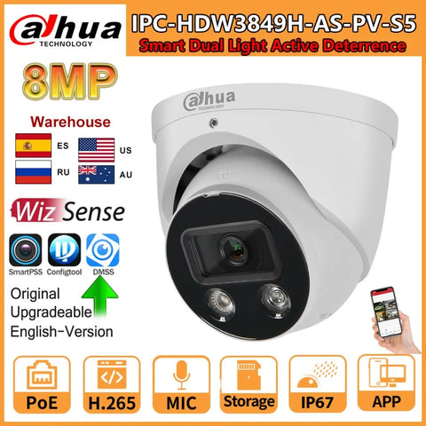 Dahua 8MP Smart Dual Light Camera IPC-HDW3849H-AS-PV