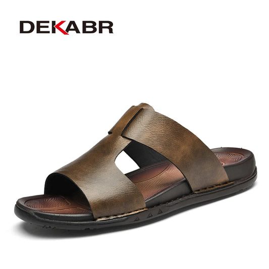 DEKABR Herren-Sommersandalen – Rindsleder, offene Zehenpartie, Slip-On 
