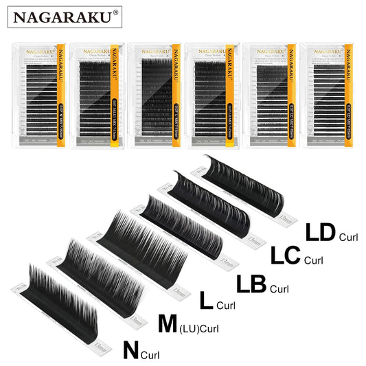 NAGARAKU Synthetic Mink Individual Eyelash Extensions - 16 Lines Mix Curls 7-15mm