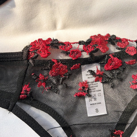 Exotic Women's Embroidered Bra and Lingerie Set - Push Up Bralette