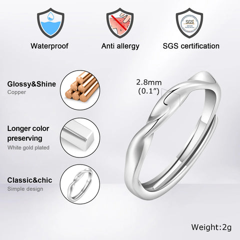 Men's Simple Twisted Adjustable Minimalist Wedding Ring - Unisex Mobius Design