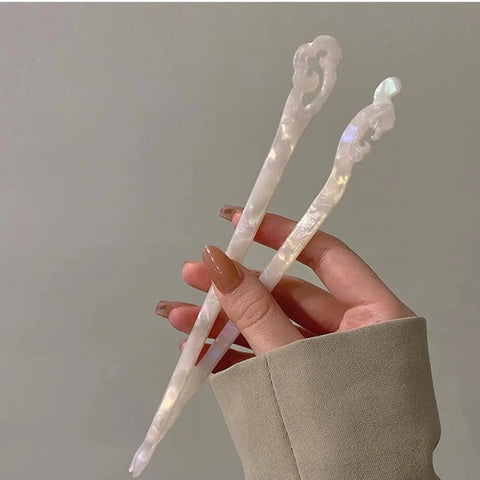 Vintage Chinese Style Hair Sticks - Elegant Acetate Hairpins for Women