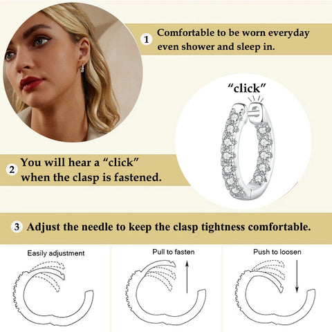 BAMOER Gold Moissanite Hoop Earrings – 925 Sterling Silver D Color Lab Diamond