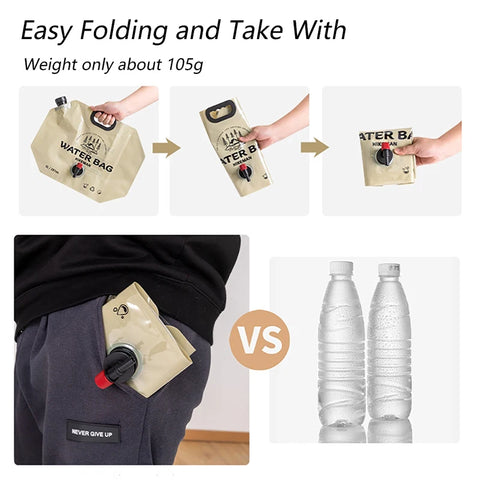 PACOONE Outdoor Mini Folding Water Bag - 8L Portable Water Bag for Camping and Emergency Supplies