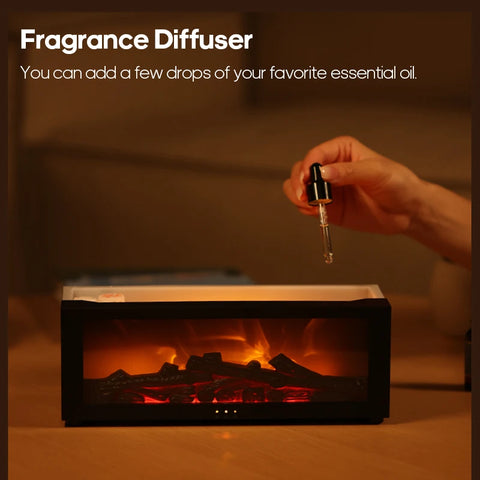 Creative Fireplace Air Humidifier Aroma Essential Oil Diffuser with LED Light & Remote Control