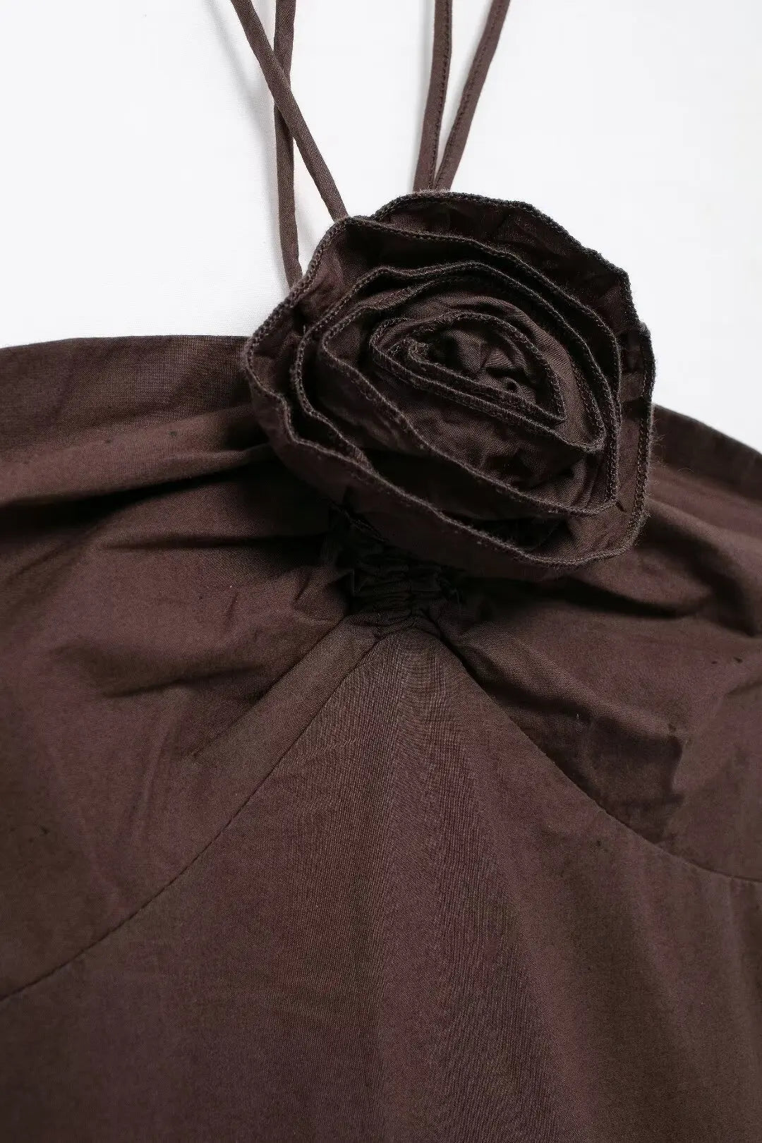 TRAFZA Elegant Sexy Brown Flower Halter Women Dress