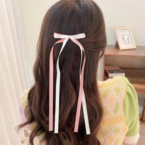 2Pcs Korean Lace White Bow Ribbon Hair Clip - Delicate Bowknot Hairpins for Women