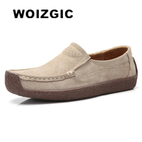 WOIZGIC Dames instappers van rundsuèdeleer