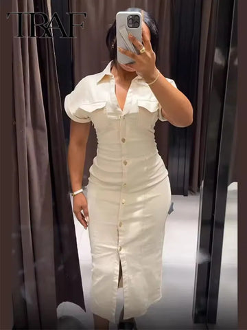 TRAF 2025 Denim Long Dress for Women