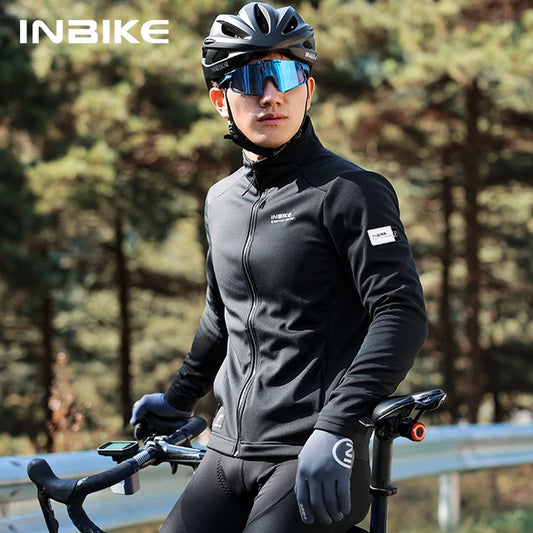 INBIKE Men's Winter Cycling Jacket - Windproof Softshell Thermal Bike Clothing