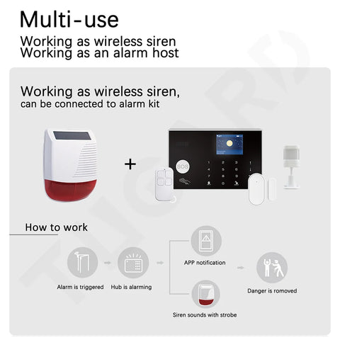 TAIBOAN 433MHz Wireless Solar Strobe Siren