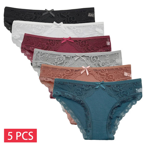 5 PCS/SET Low Rise Ladies Sexy Lace Panty Underpants for Women