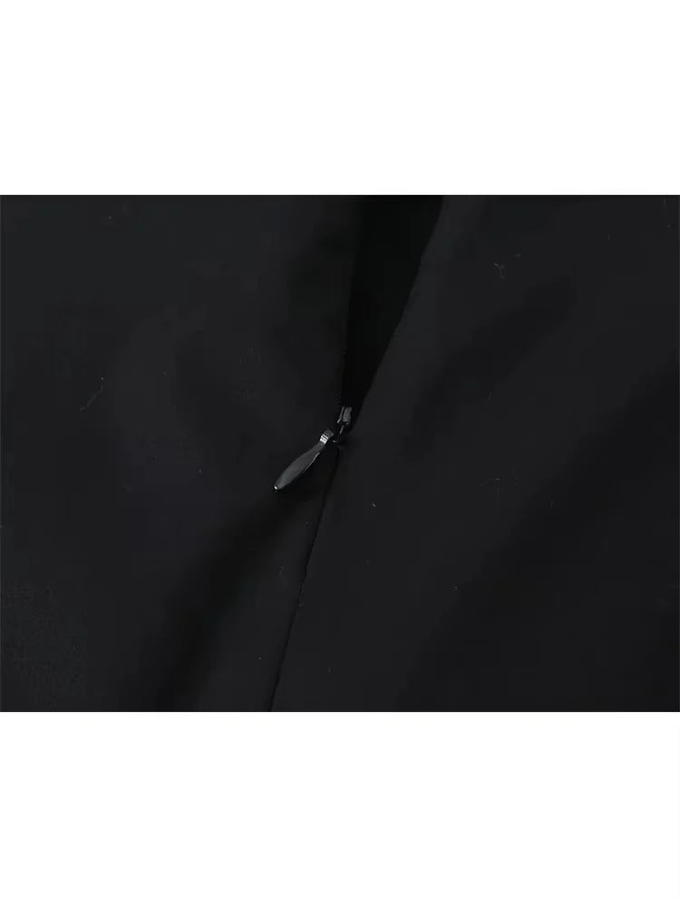 TFMLN Women's Black Off Shoulder A-Line Dress