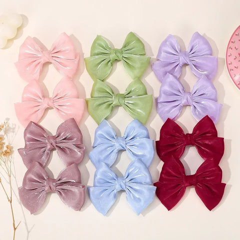 LOVEKIKI 2Pcs Girls Chiffon Hair Clips Cheer Bowknot Hairpin - Stylish and Comfortable Kids Hair Accessories