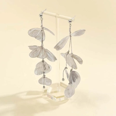 Luxury Long Tassel Petal Drop Earrings for Women - Crystal Hollow Flower Wedding Jewelry Gifts