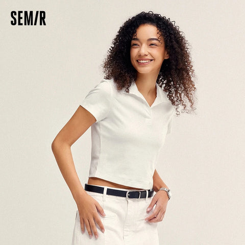 Senma Dames 2024 Zomer Slim Gebreid Poloshirt 