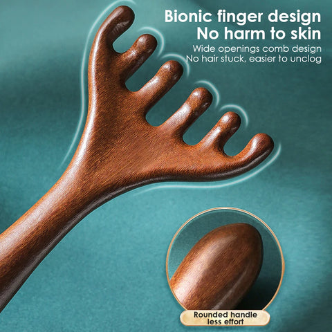 Wooden Meridian Massage Comb - 6-Claw Head Massager for Blood Circulation & Relaxation