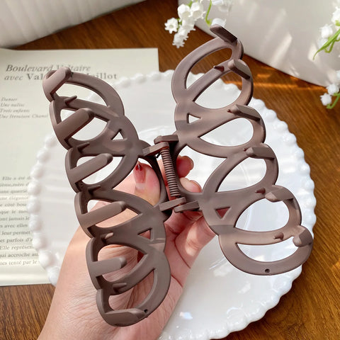 Frosted Hollow Hair Claw Bow Hair Clip - Elegant Crab Hairpin for Women