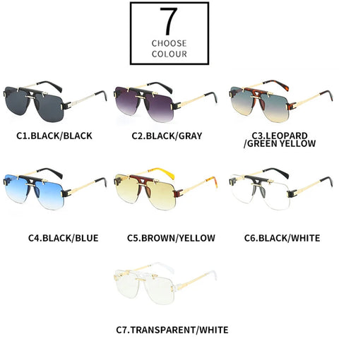 SHAUNA Vierkante Randloze Zonnebril – Heldere Oceaan Gradiënt Lens UV400 Unisex Retro Rivet Shades