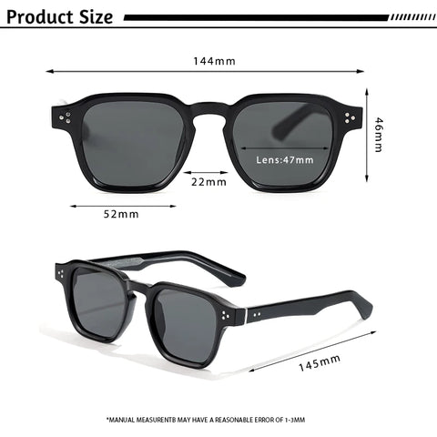 CATERSIDE Klassieke vierkante zonnebril – Core-Insert Temple Luxe UV400 Unisex zonnebril voor reizen, strand en festivals