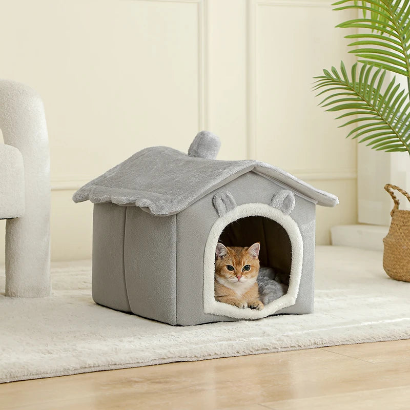 Foldable Pet House - Removable Washable Cat House & Puppy Cave for Small Pets
