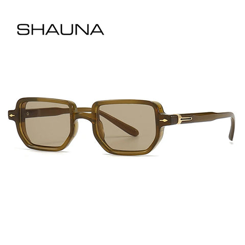 SHAUNA Rechthoekige Gradiënt Zonnebril – Retro Rivet UV400 Unisex Vierkante Zonnebrillen