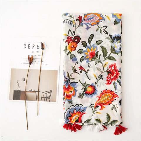 Luxury Cotton Scarf for Women - Large Shawl & Hijab