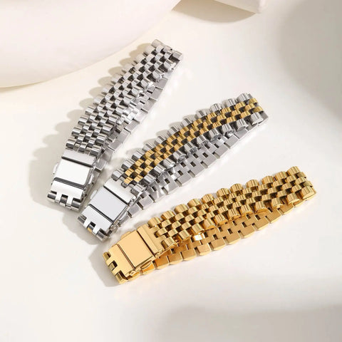 15MM Chunky Watch Band Bracelets for Men, 19CM Magnetic Stainless Steel Links Wristband - Stylish Jewelry Gifts for Dad, Husband, or Son