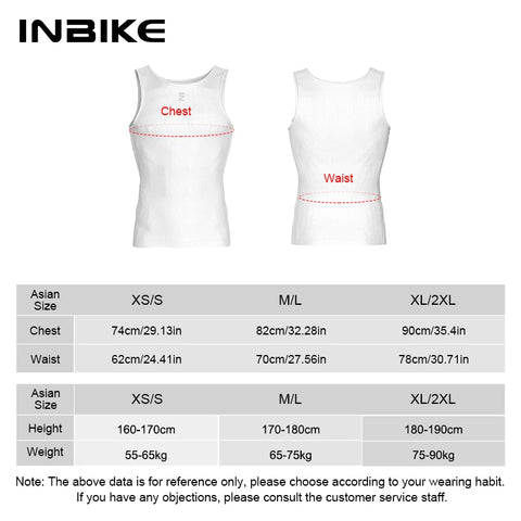INBIKE Men's Sleeveless Cycling Base Layer - Quick Dry Bicycle Undershirts Vest for Road & MTB