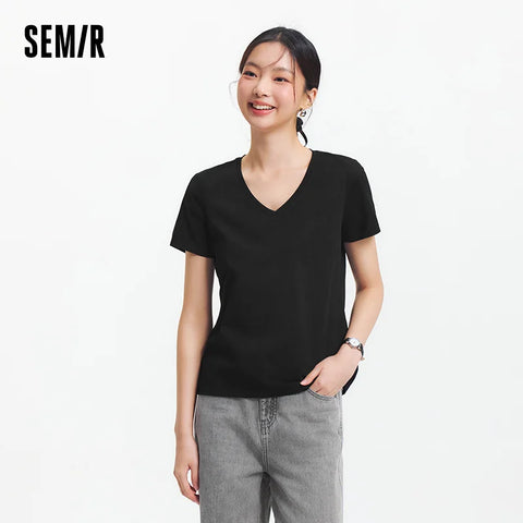 Semir Women's V Neck Moisture Wicking T-Shirt