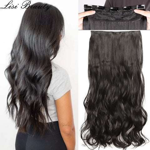 Long Wavy 5 Clip In Hair Extensions - Black Blonde Mix