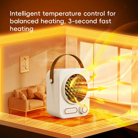 KINSCOTER Portable Electric Heater for Indoor Use, 1000W Space Heater, Fast Heating Fan for Home and Office