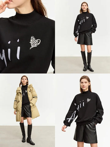 AMII Minimalistische Lamsfleece Hoodie voor Dames 