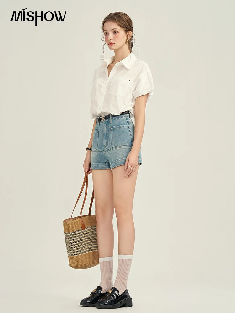 MISHOW Women's High Waist Denim Shorts