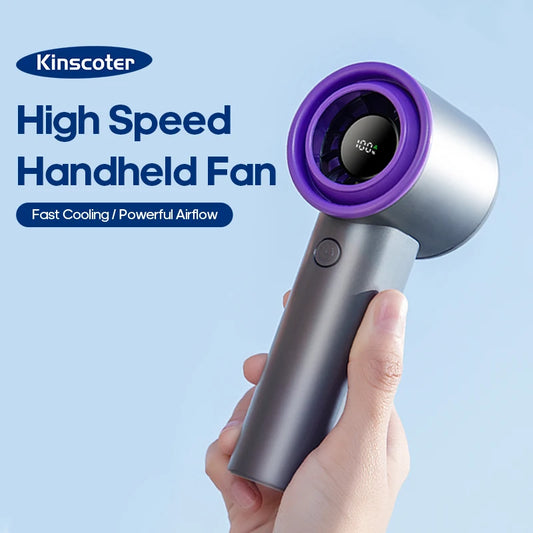 Kinscoter Outdoor Mini Handheld Turbo Fan – 3000mAh USB Rechargeable Wearable Neck Fan with LED Display