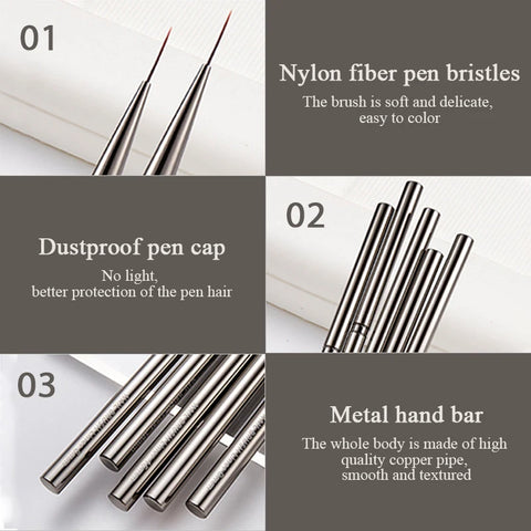 BORN PRETTY Nail Liner Brush Set for Artistic Nail Designs