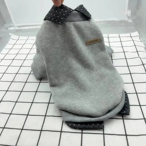 Warm Winter Dog Hoodie Jacket for Small Dogs - Cozy Plaid Shirt with Bear Design