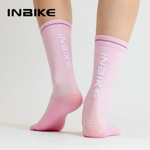 INBIKE Compressie hardloopsokken voor dames - Vochtafvoerende atletische ondersteuning voor wandelen, basketbal en fietsen 