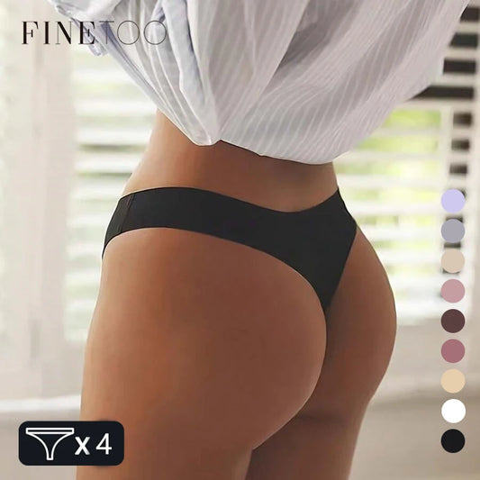 FINETOO 4PCS Silk Satin Seamless Underwear