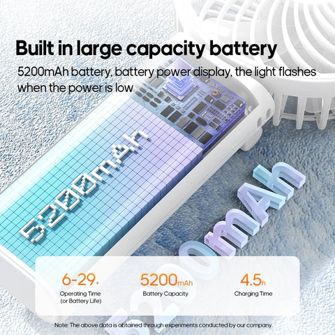 Newest Foldable Handheld Fan - 5200mAh Rechargeable Portable Cooling Fan