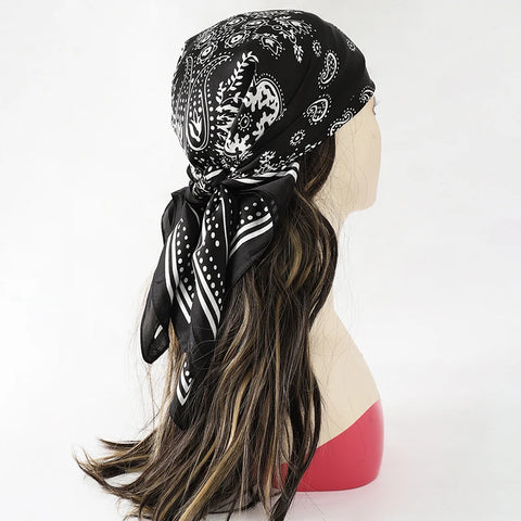 Fashion Print Silk Hairbands Scarf Women 2025 Spring New Elagant Floral Bandana Neck Kerchief Head Bands Foulard Female Scarfs