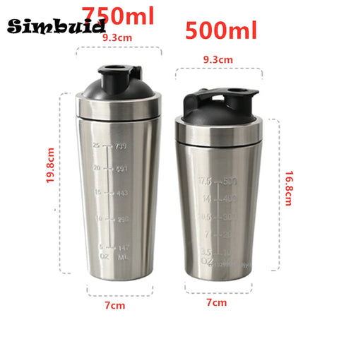 1pcs Stainless Steel Protein Powder Shaker Bottle - Leak Proof for Gym Fitness & Sport