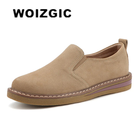 WOIZGIC Women's Genuine Cow Suede Flats